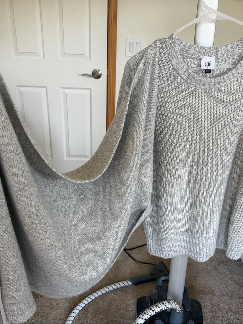 CAbi Heather Gray Knit Crewneck Sweater